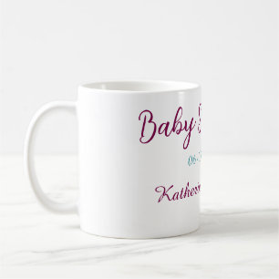 Taza De Café nombre fecha de shower de bebé azul amarillo oreja