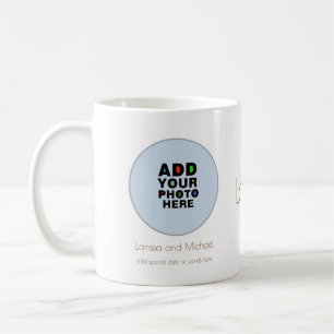 Taza De Café nombre, fecha y foto personalizado blanco