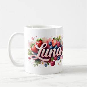 Taza De Café Nombre floral de Berry personalizado Mug - Luna