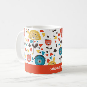 Taza De Café Nombre floral moderno de mediados del siglo XX