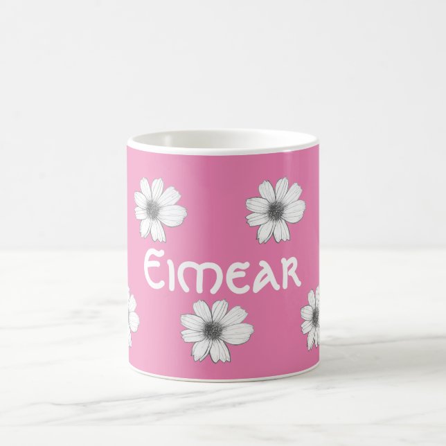 Taza De Café Nombre floral personalizado rosa (Centro)