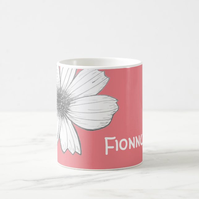 Taza De Café Nombre floral personalizado rosa (Centro)