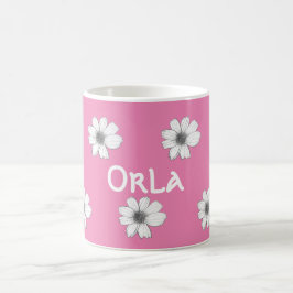 Taza De Café Nombre floral personalizado rosa