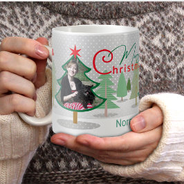 Taza De Café Nombre Foto: Mug de árboles navideños
