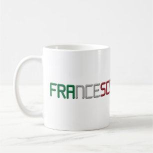 Taza De Café Nombre Francesco Bandera Italiana Colores Tipograf