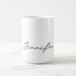 Taza De Café Nombre gris blanco minimalista moderno con letra a