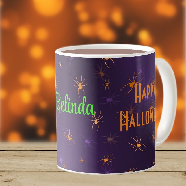 Taza De Café Nombre, Halloween Creepy Naranja Spiders 11oz (Subido por el creador)
