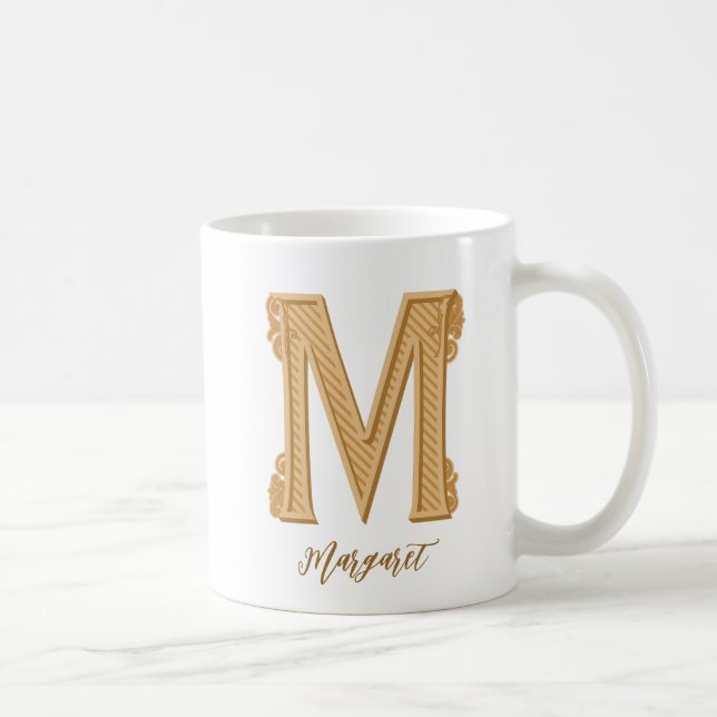 Taza De Café Nombre inicial tradicional M Café Mug (Derecha)