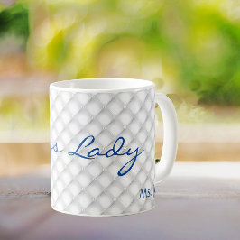 Taza De Café Nombre, Jefe Lady White Tufted 11oz Café Mug