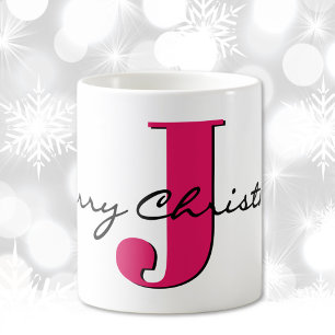 Taza De Café Nombre, Julio Ruby Red Birthstone Feliz Navidad