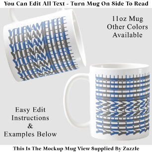 Taza De Café Nombre Largo Personalizado Azul Mensaje Oculto Per