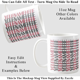 Taza De Café Nombre Largo Personalizado Mensaje Oculto Rosa