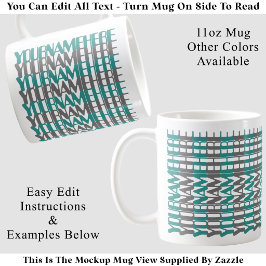 Taza De Café Nombre Largo Personalizado Teal Mensaje Oculto Per