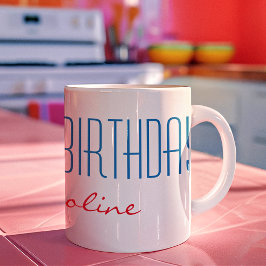 Taza De Café Nombre, letra flaca Feliz cumpleaños 11oz café Mug