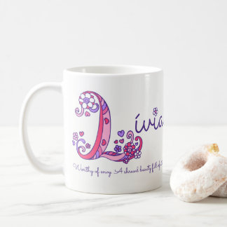 Taza De Café Nombre Lívia significa flor de corazón L monograma