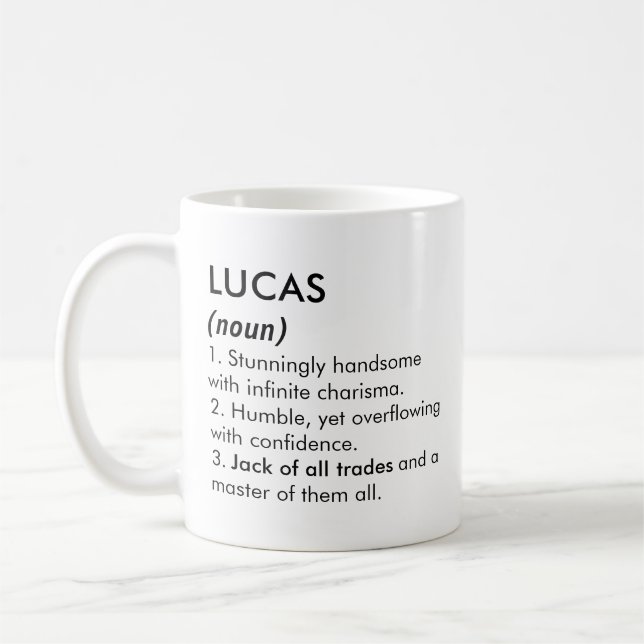 Taza De Café nombre Lucas, nombre editable, nombre personalizad (Izquierda)