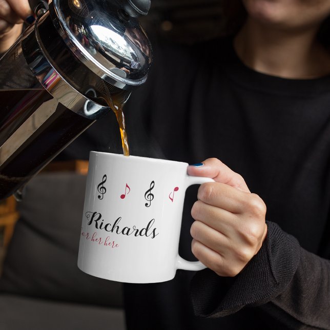 Taza De Café nombre manuscrito + notas musicales + mensaje pers (Subido por el creador)