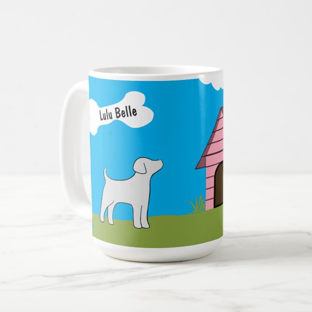 Taza De Café Nombre Mascota personalizado de perro con casa de  (Anverso izquierdo)