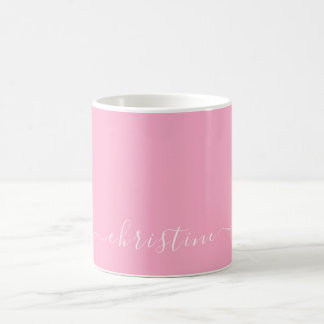 Taza De Café Nombre Minimalista blanco rosa cálido brillante 01