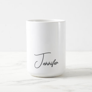 Taza De Café Nombre minimalista moderno en escritura a mano gri