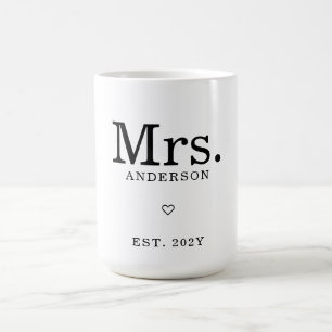Taza De Café Nombre Minimalista moderno "Mrs Est"