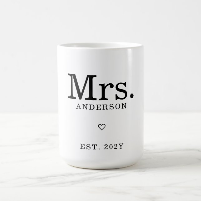 Taza De Café Nombre Minimalista moderno "Mrs Est" (Centro)