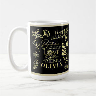 Taza De Café Nombre Minimalista y Elegante Caligrafía Cumpleaño