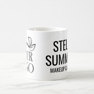 Taza De Café Nombre moderno en letras negras grandes y logotipo
