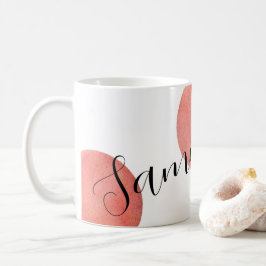 Taza De Café Nombre moderno Gran Rosa Oro PUNTOS de Polka Polka