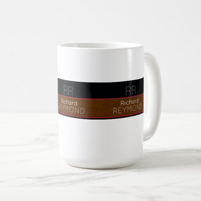 Taza De Café nombre moderno masculino marrón/negro (Anverso derecho)
