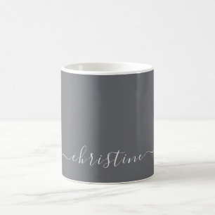Taza De Café Nombre moderno minimalista personalizado gris C19