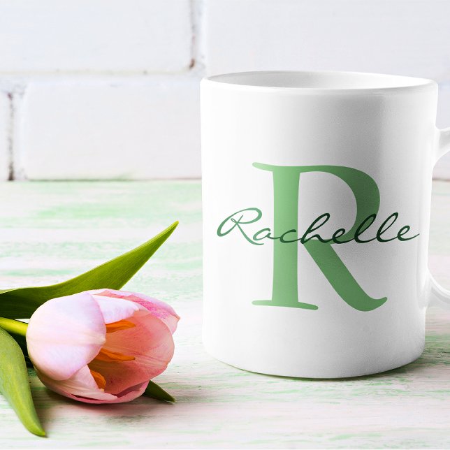 Taza De Café Nombre moderno y monograma clásico inicial (Subido por el creador)
