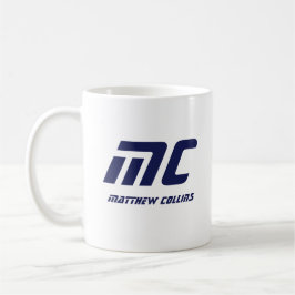 Taza De Café Nombre Monograma Azul Moderno Negrita Simple para 