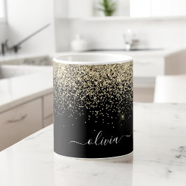 Taza De Café Nombre Monograma Brillante Purpurina Femenino Dora
