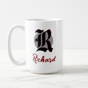 Taza De Café Nombre Monograma Gótico Vintage Papá Golf Revuelto
