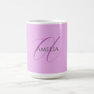 Taza De Café Nombre Monograma Letra inicial Orquídea & Lilac