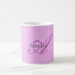 Taza De Café Nombre Monograma Letra inicial Orquídea & Lilac