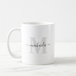 Taza De Café Nombre monogramado inicial elegante manuscrito