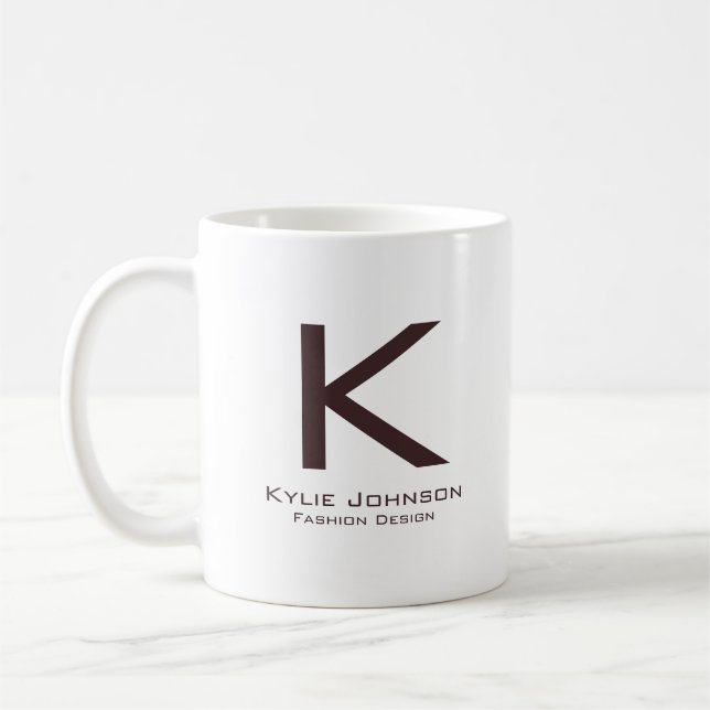 Taza De Café Nombre monogramado simple elegante (Izquierda)