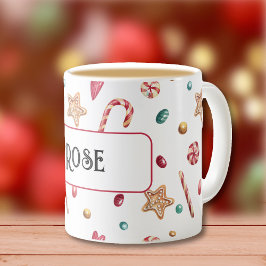 Taza De Café Nombre o Monograma, Vela y galletas 11oz Café Mug