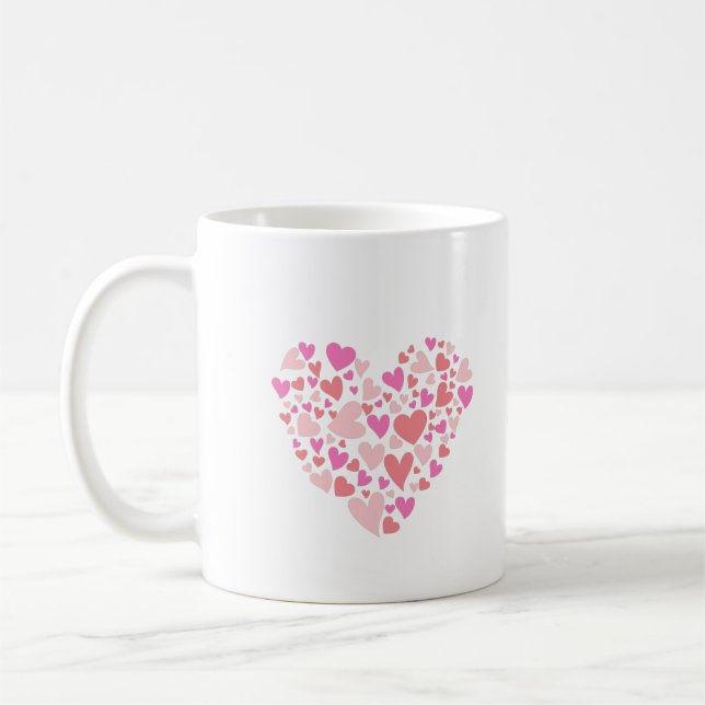 Taza De Café Nombre personal con corazones (Izquierda)