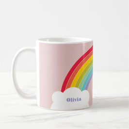 Taza De Café Nombre personal y color del arcoiris mágico