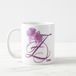 Taza De Café Nombre personalizable flores rosadas estilo retro 