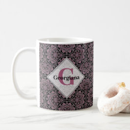 Taza De Café Nombre personalizado 1920s Fronteras florales Rosa