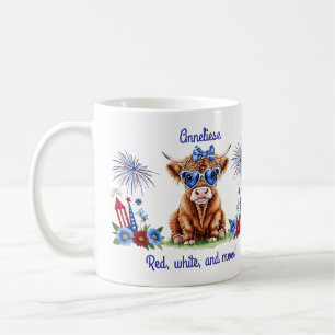Taza De Café Nombre personalizado 4 de julio Fuegos artificiale