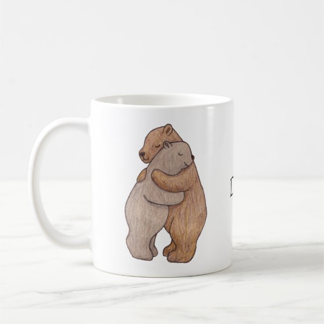 Taza De Café Nombre personalizado abrazo de oso grueso personal (Izquierda)