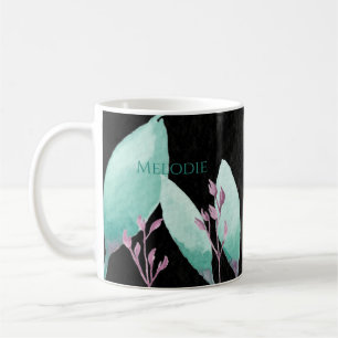 Taza De Café Nombre personalizado acuarela Biblia Verde azulada