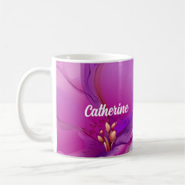 Taza De Café Nombre personalizado acuarela regalo floral