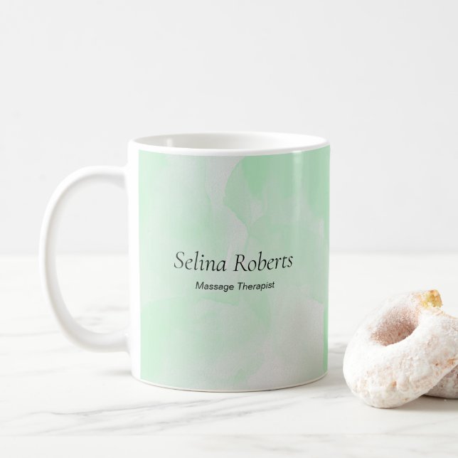 Taza De Café Nombre personalizado acuarela verde (Con donut)