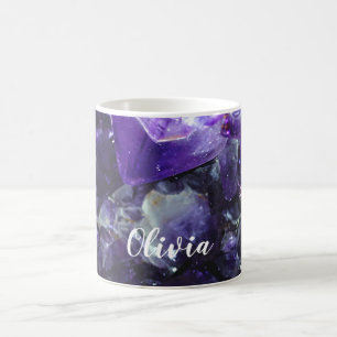 Taza De Café Nombre personalizado amatista púrpura
